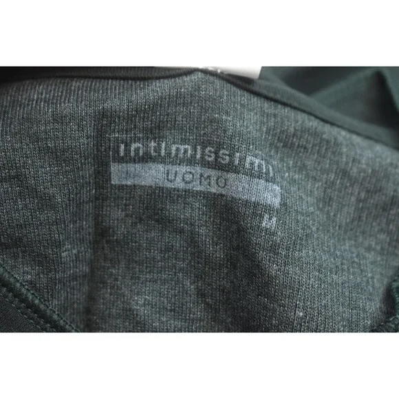 Intimissimi Uomo Shirt Mens Medium Green Long Sleeve Henley Thermal Rib Knit Top - Picture 7 of 12